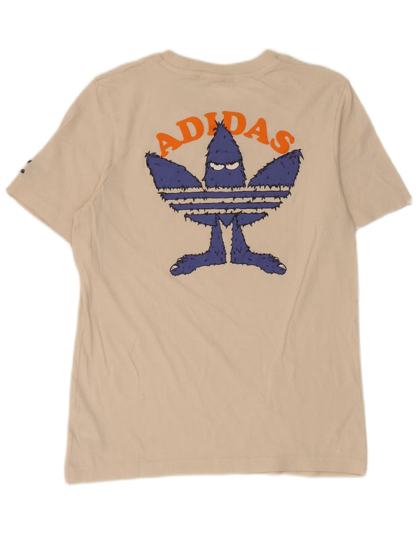 Ανδρικό γραφικό μπλουζάκι Adidas Small off λευκό βαμβακερό