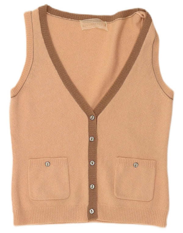 SCHUMACHER Γυναικείο αμάνικο πουλόβερ ζακέτα UK 14 μεγάλο ροζ μαλλί