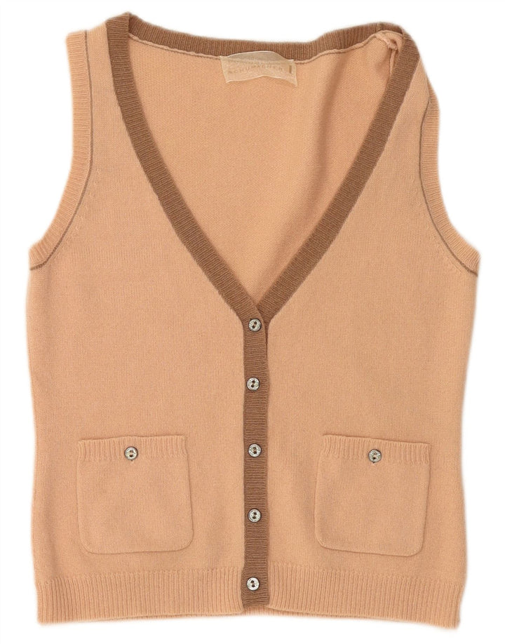 SCHUMACHER Γυναικείο αμάνικο πουλόβερ ζακέτα UK 14 μεγάλο ροζ μαλλί