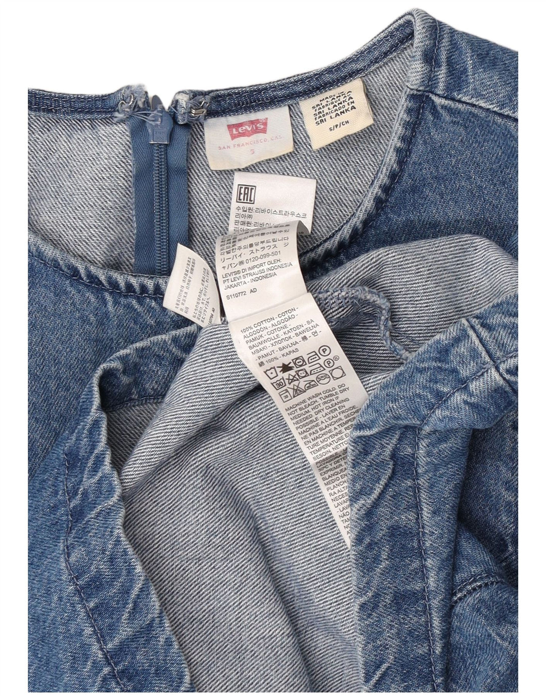 Γυναικεία τζιν μπλούζα Levi's Top UK 10 Small Blue Cotton