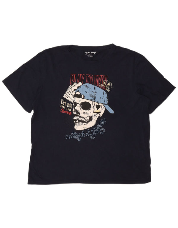 Jack & Jones Ανδρικό γραφικό μπλουζάκι Top 2XL Navy Blue Cotton