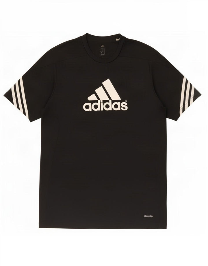 Ανδρικό γραφικό T-Shirt Adidas Climalite Top Medium μαύρο πολυεστέρα