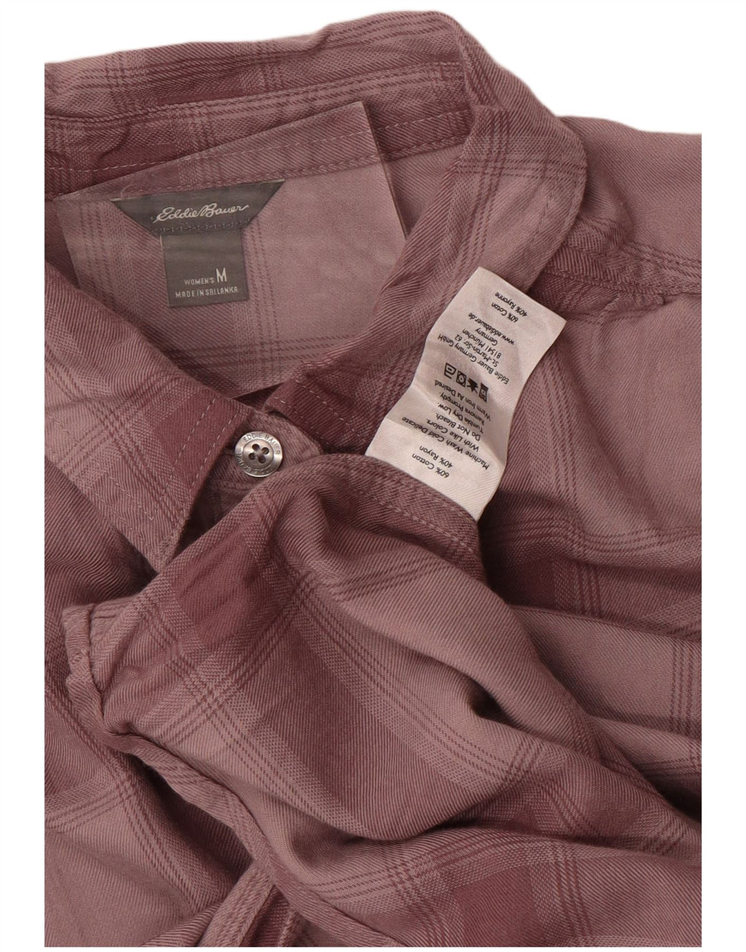 EDDIE BAUER Γυναικείο πουλόβερ φανελένιο πουκάμισο UK 14 μεσαίο μπορντό καρό