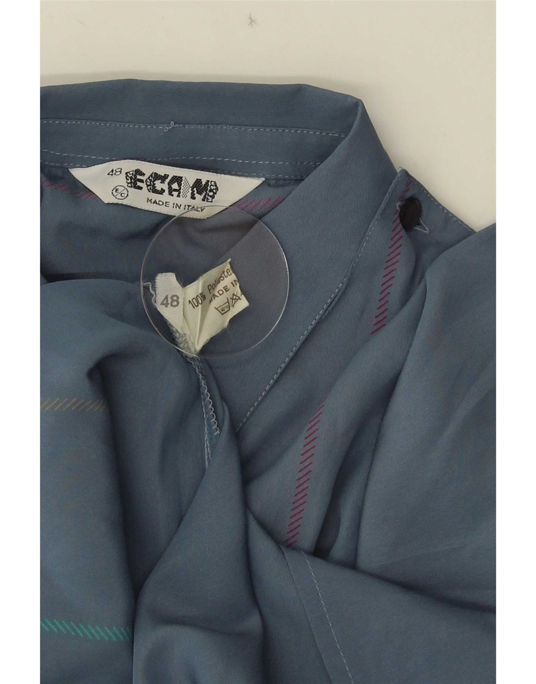 Vintage γυναικείο πουλόβερ πουκάμισο IT 48 XL μπλε ριγέ πολυεστέρα