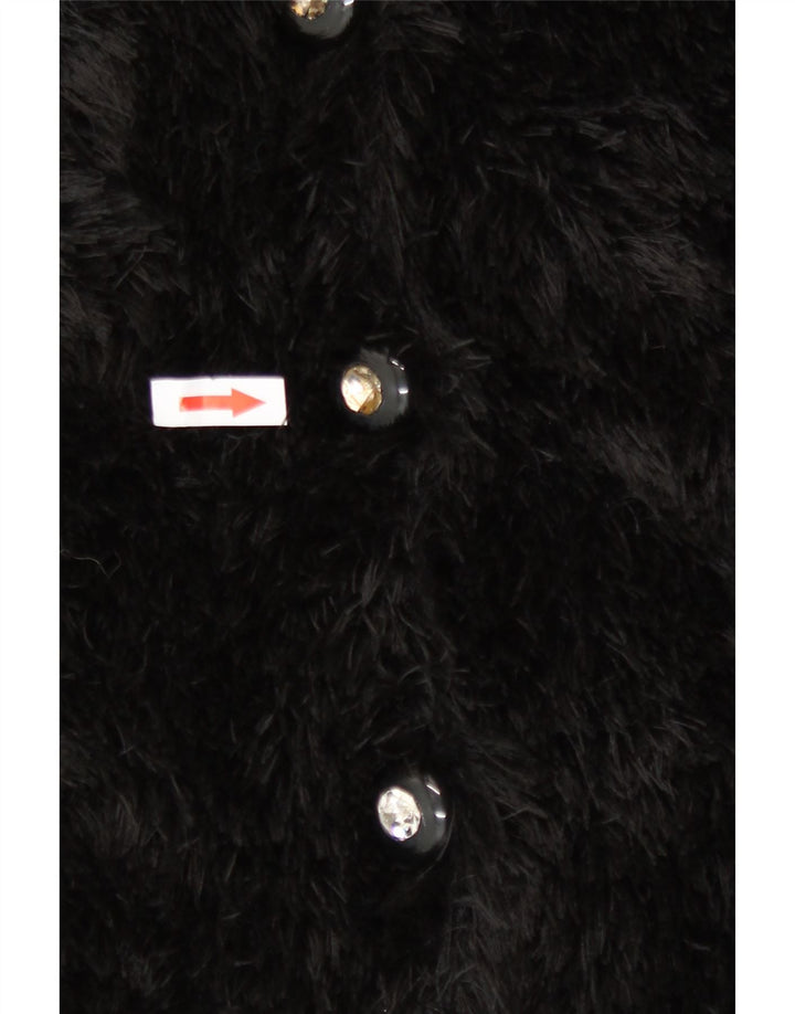 Vintage γυναικείο μπουφάν από ψεύτικη γούνα UK 10 Small Black