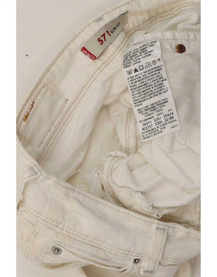Γυναικείο Levi's 571 Slim Jeans W29 L29 Λευκό βαμβακερό