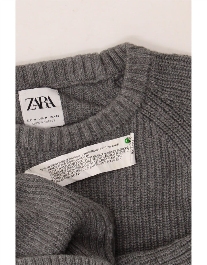 Ανδρικό πουλόβερ Zara Boat Neck Jumper Μεσαίο γκρι βαμβακερό