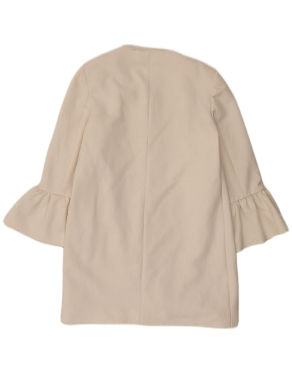 Zara Γυναικείο Longline Open Blazer Jacket UK 10 Small White Polyester
