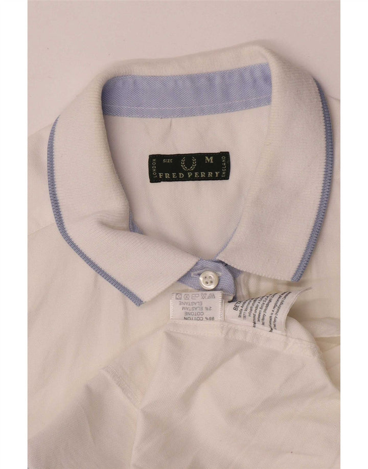 Fred Perry γυναικείο κοντομάνικο πουκάμισο κανονικής εφαρμογής UK 12 μεσαίο λευκό βαμβακερό