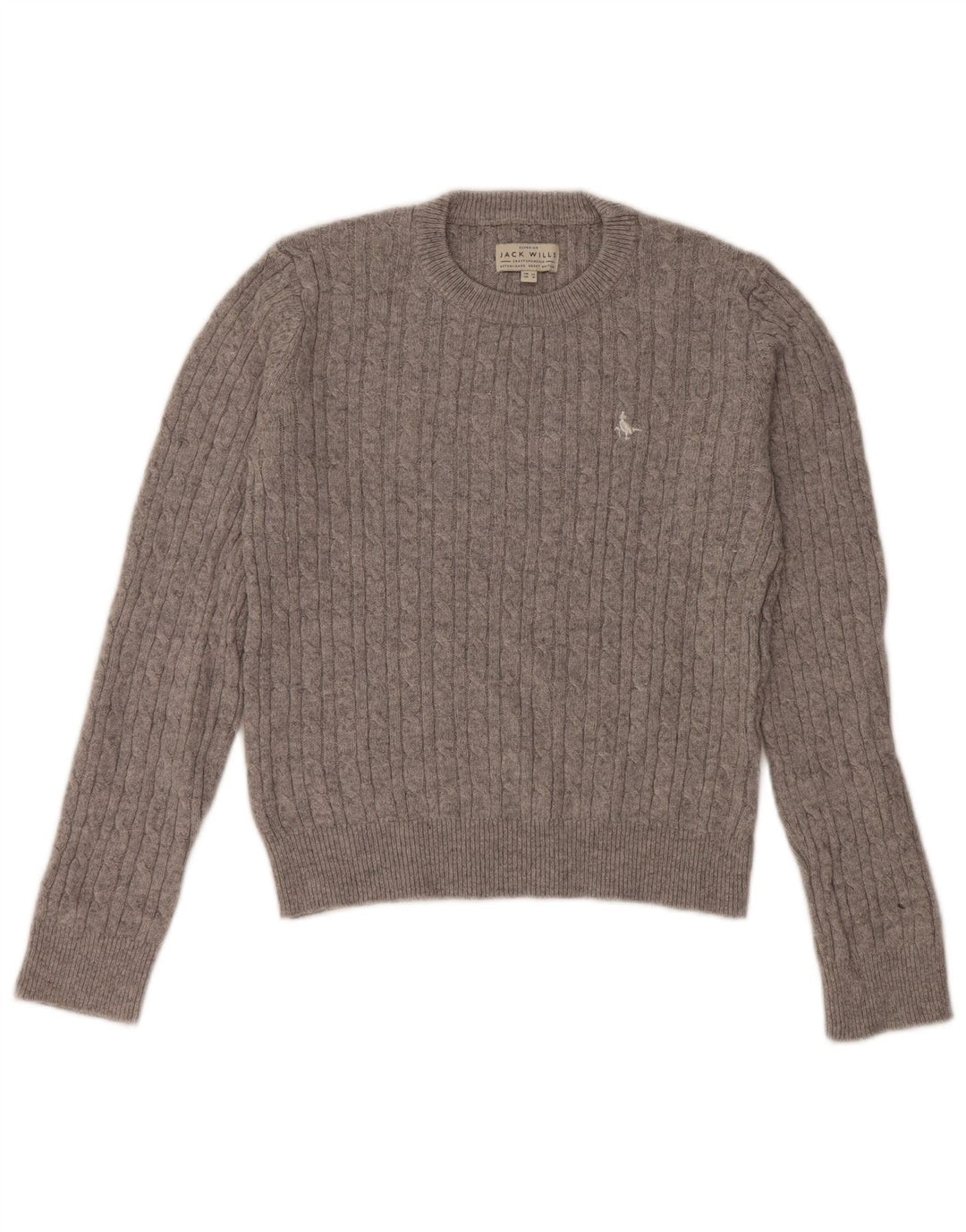 Γυναικείο πουλόβερ με λαιμόκοψη JACK WILLS Crop Crop UK 12 μεσαίο γκρι μαλλί