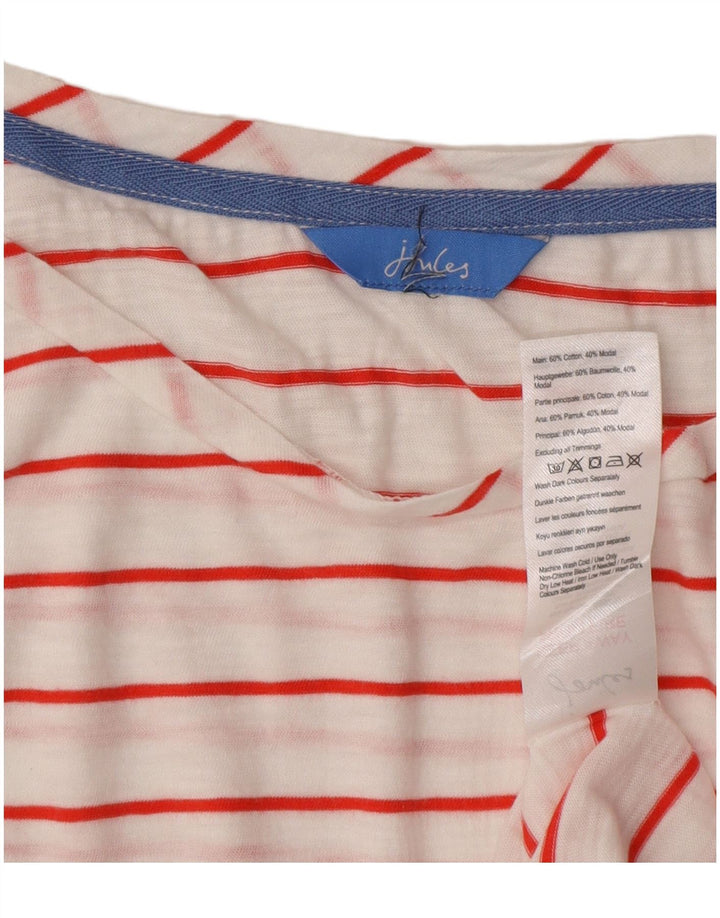 JOULES Γυναικείο T-Shirt Top UK 16 μεγάλο λευκό ριγέ βαμβακερό