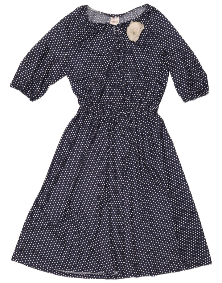 Vintage γυναικείο φόρεμα See Through A-Line UK 10 Small Navy Blue Polyester