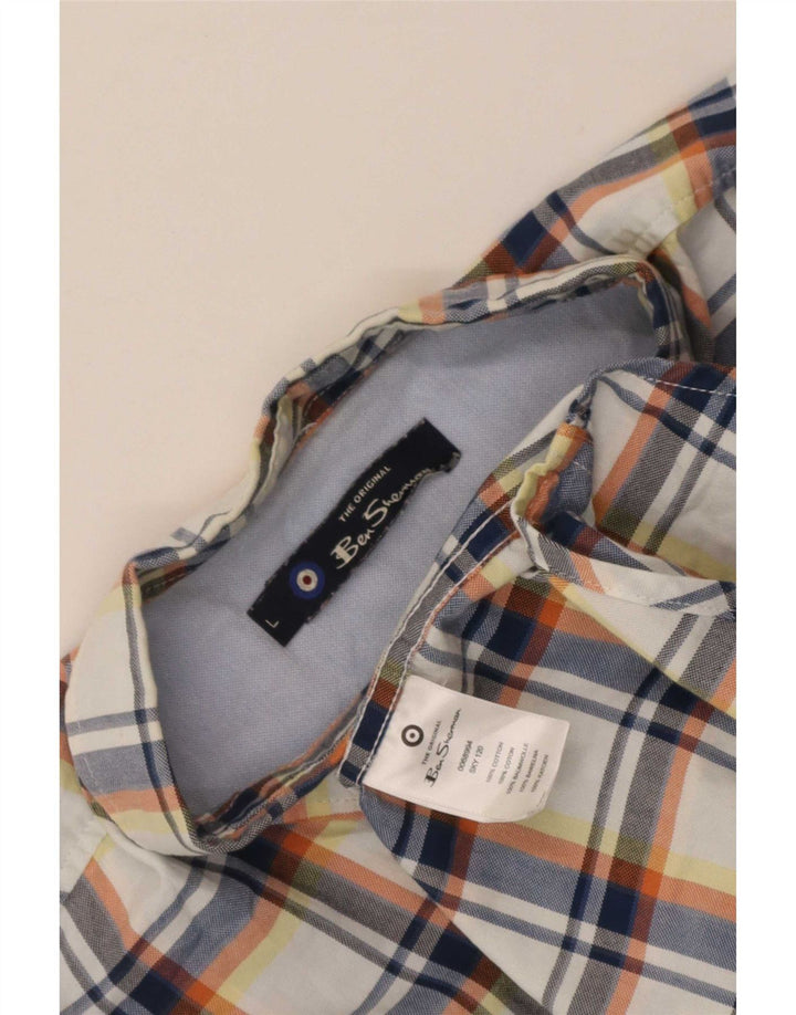Ben Sherman Ανδρικό κοντομάνικο πουκάμισο μεγάλο μπλε βαμβακερό