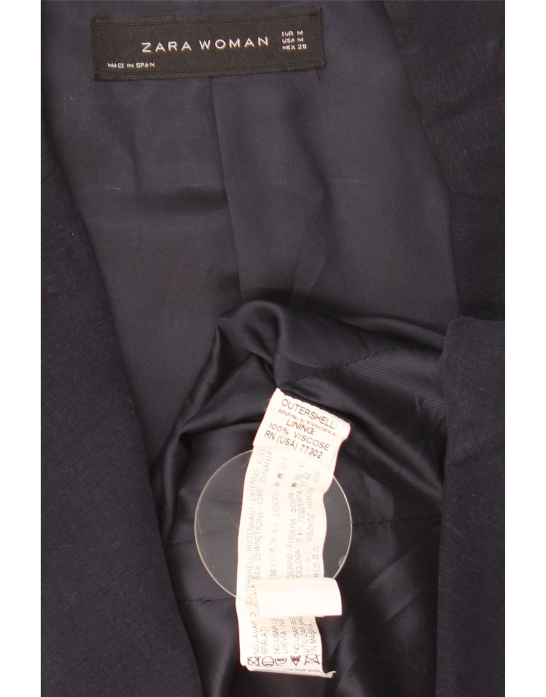 Zara Γυναικείο Μπουφάν 1 Button Blazer UK 12 Medium Navy Blue Lyocell