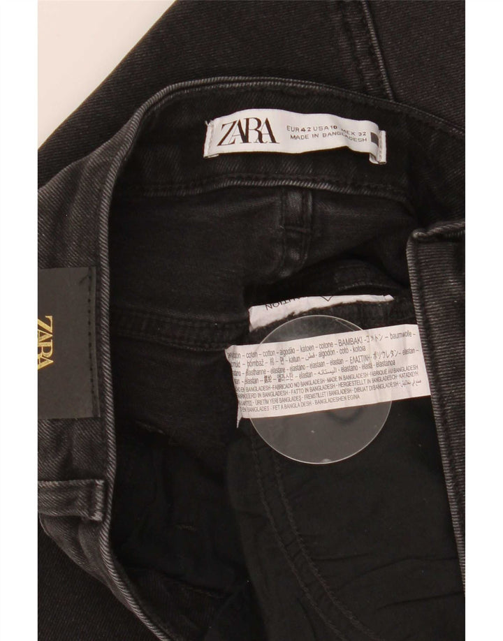 Zara Γυναικεία Crop Bootcut Jeans EU 42 Large W32 L26 Μαύρο βαμβακερό