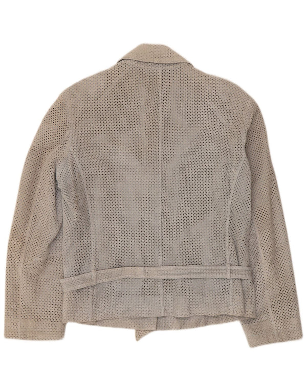 Luisa Spagnoli Γυναικείο Suede Blazer Jacket IT 48 XL Γκρι Δερμάτινο