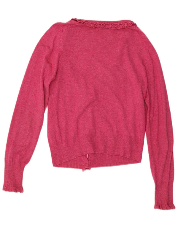 Marks & Spencer Γυναικείο Crop Ruffle Ζακέτα μπροστά UK 8 Small Pink