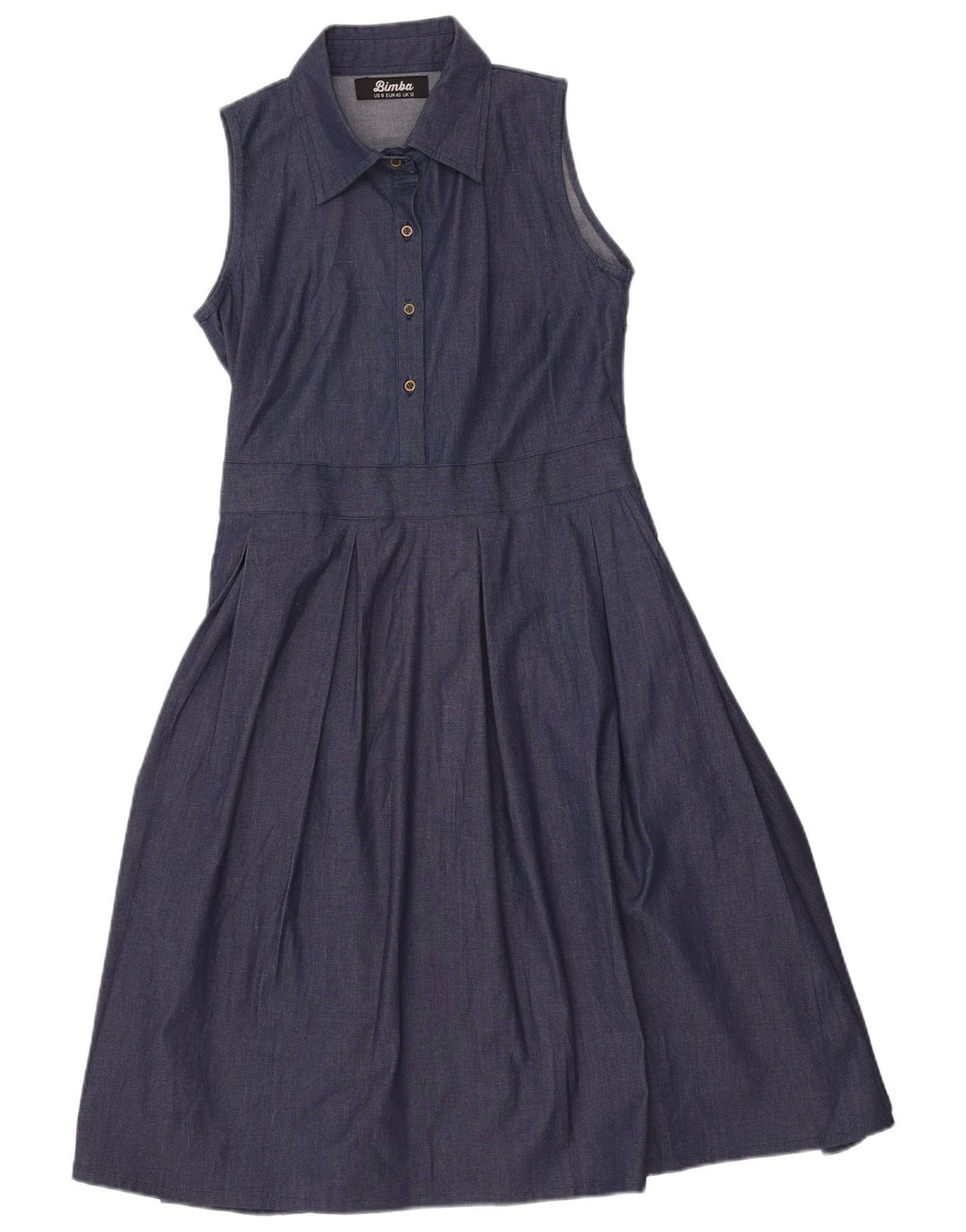 VINTAGE Γυναικείο Αμάνικο Τζιν Φόρεμα UK 12 Medium Navy Blue