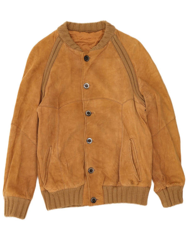 Vintage Ανδρικό Suede Bomber Jacket IT 46 Small Beige