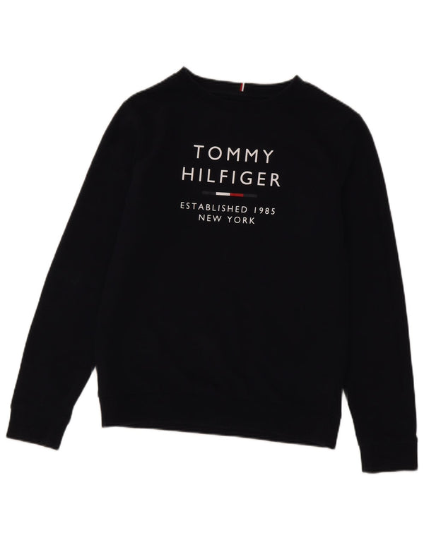 Tommy Hilfiger Boys Graphic Φούτερ Jumper 15-16 ετών Navy Blue Cotton