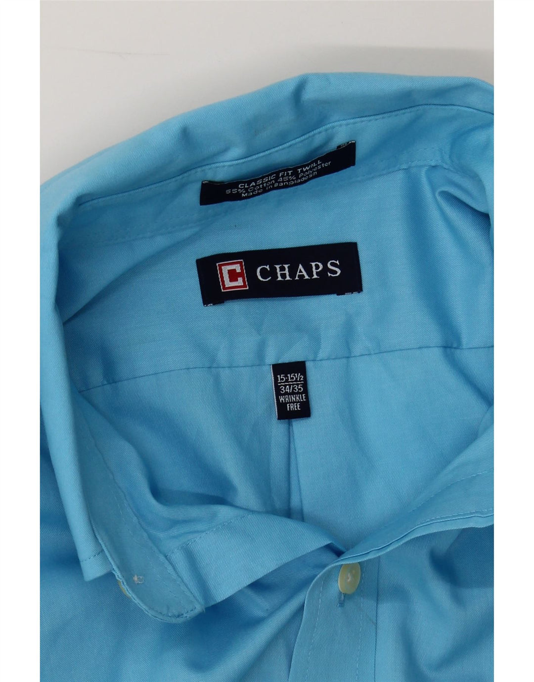 CHAPS Mens Classic Fit Shirt Size 15 1/2  Medium Blue Cotton Vintage Chaps and Second-Hand Chaps from Messina Hembry 