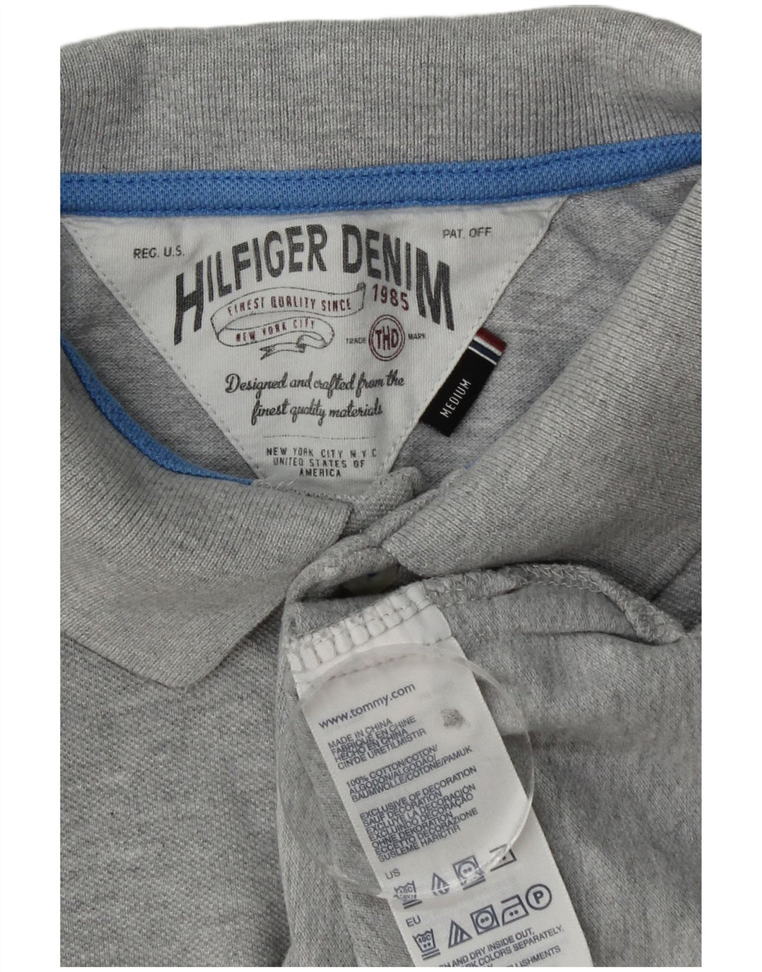 Ανδρικό γραφικό πόλο μπλουζάκι Tommy Hilfiger, βαμβακερό μεσαίο γκρι