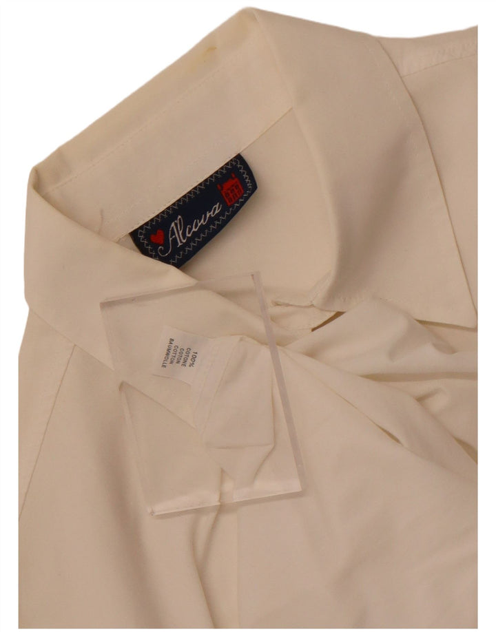 Vintage γυναικείο γραφικό πουκάμισο UK 14 μεγάλο λευκό βαμβακερό