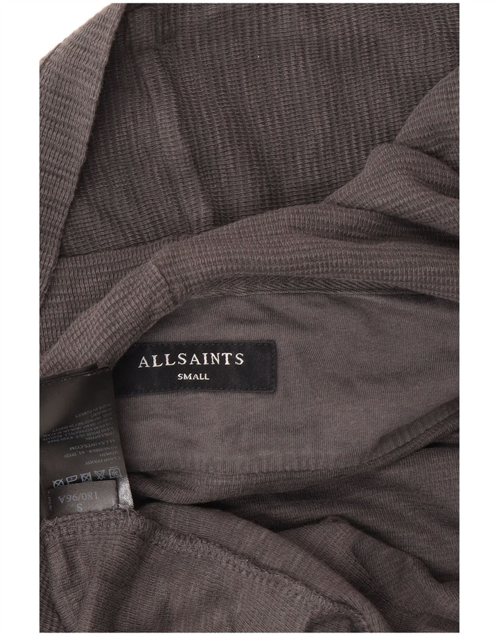 ALL SAINTS Mens Zip Hoodie Sweater Small Grey Cotton