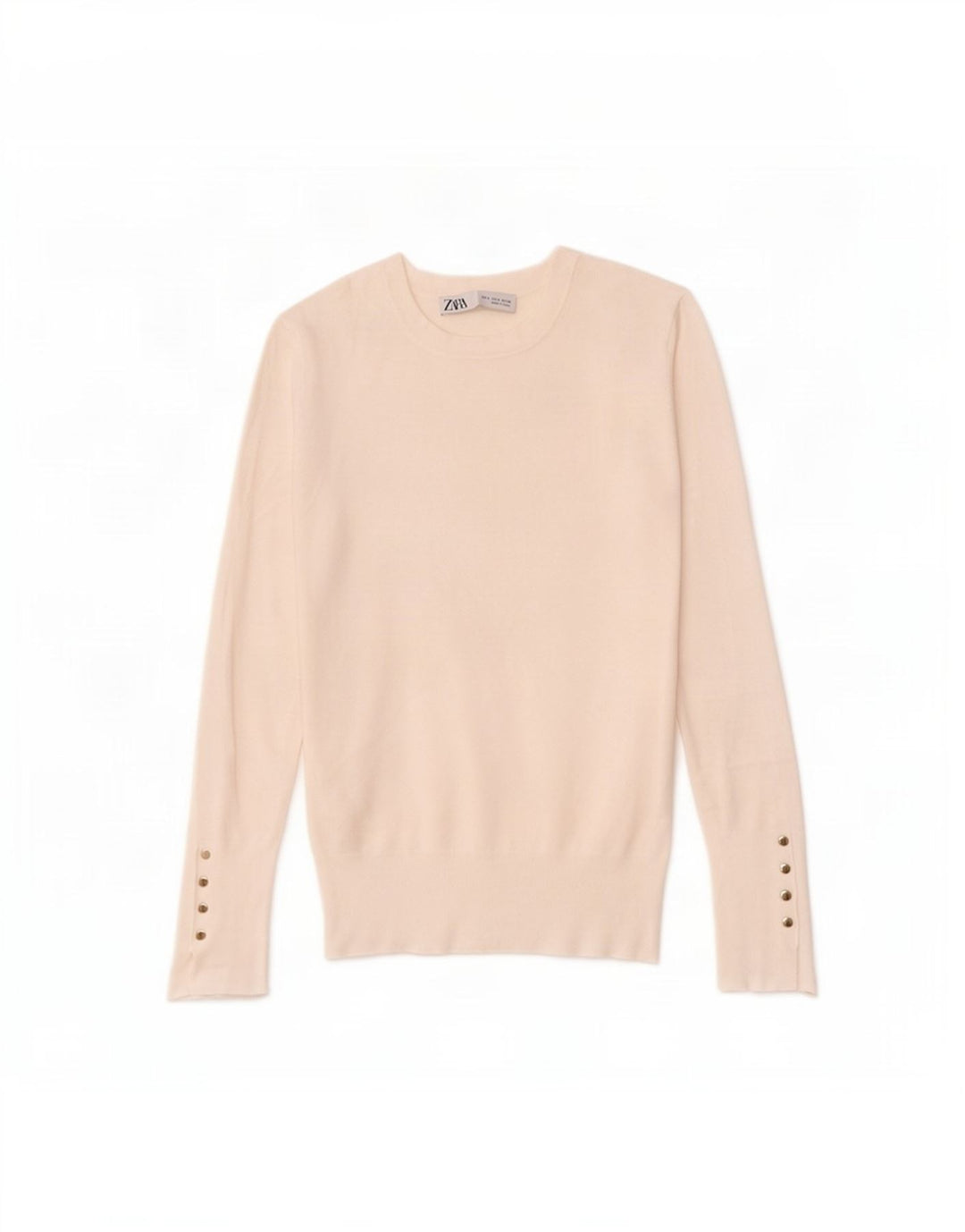 Zara Γυναικείο πουλόβερ με λαιμόκοψη UK 10 Small White