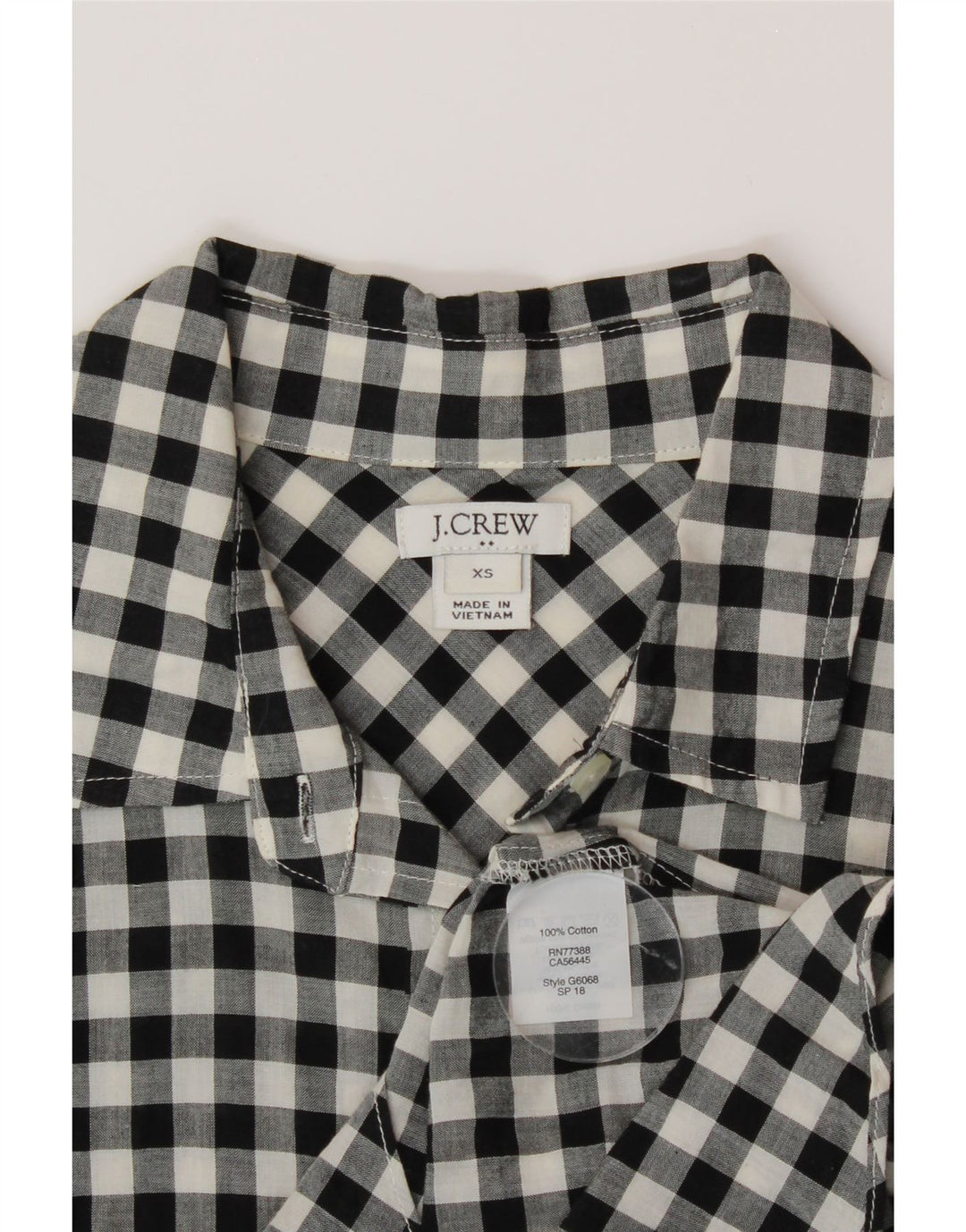 J. CREW Womens Front Tie Shirt UK 6 XS Black Check Cotton Vintage J. Crew and Second-Hand J. Crew from Messina Hembry 