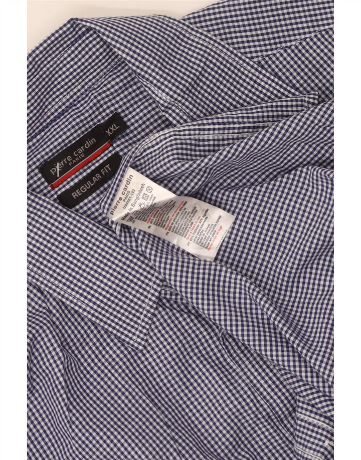 PIERRE CARDIN Ανδρικό πουκάμισο κανονικής εφαρμογής 2XL Blue Gingham Polyester
