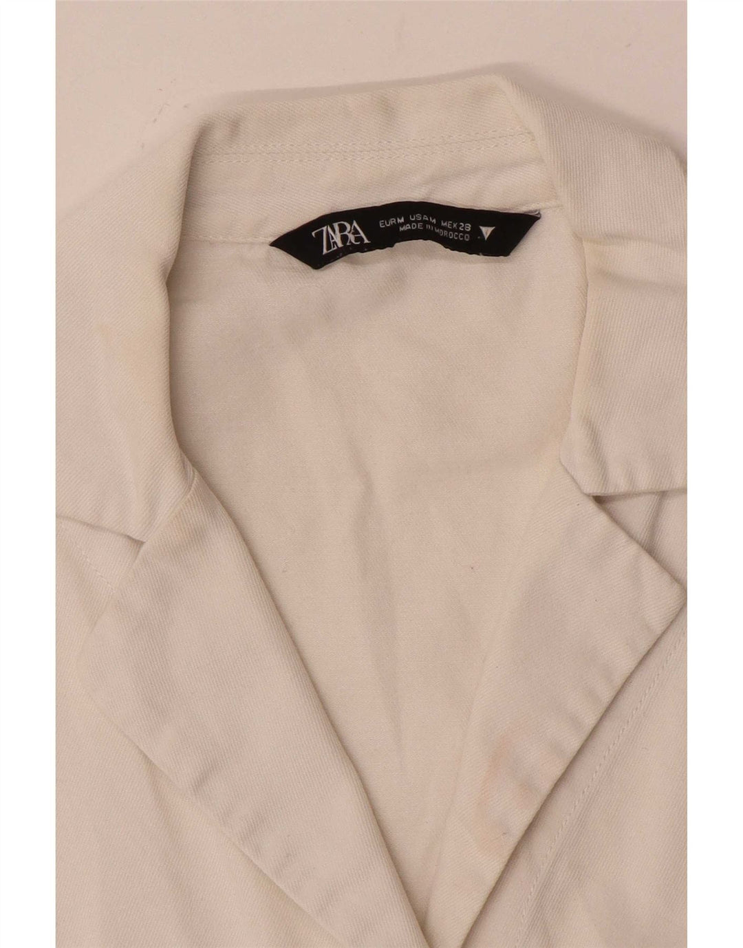 Zara Γυναικείο πουκάμισο Oversized Crop κοντομάνικο μπλούζα UK 14 Medium White