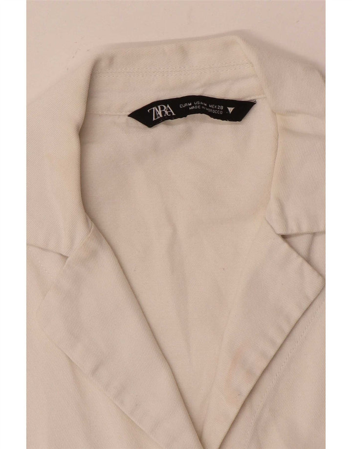 Zara Γυναικείο πουκάμισο Oversized Crop κοντομάνικο μπλούζα UK 14 Medium White