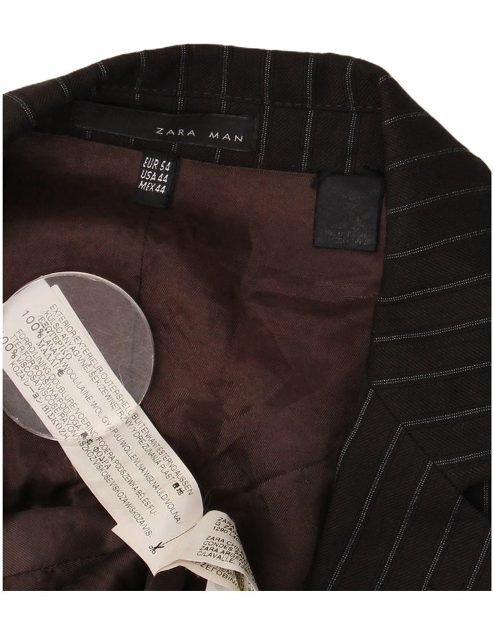 Zara Ανδρικό μπουφάν σακάκι με 2 κουμπιά EU 54 XL μαλλί με ρίγες καφέ