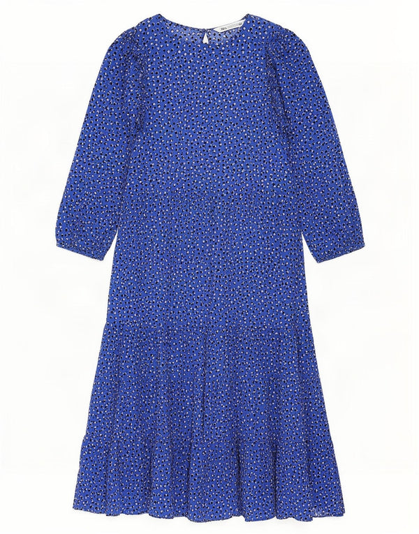 Zara Γυναικείο φόρεμα 3/4 με μανίκια UK 10 Small Blue Spotted