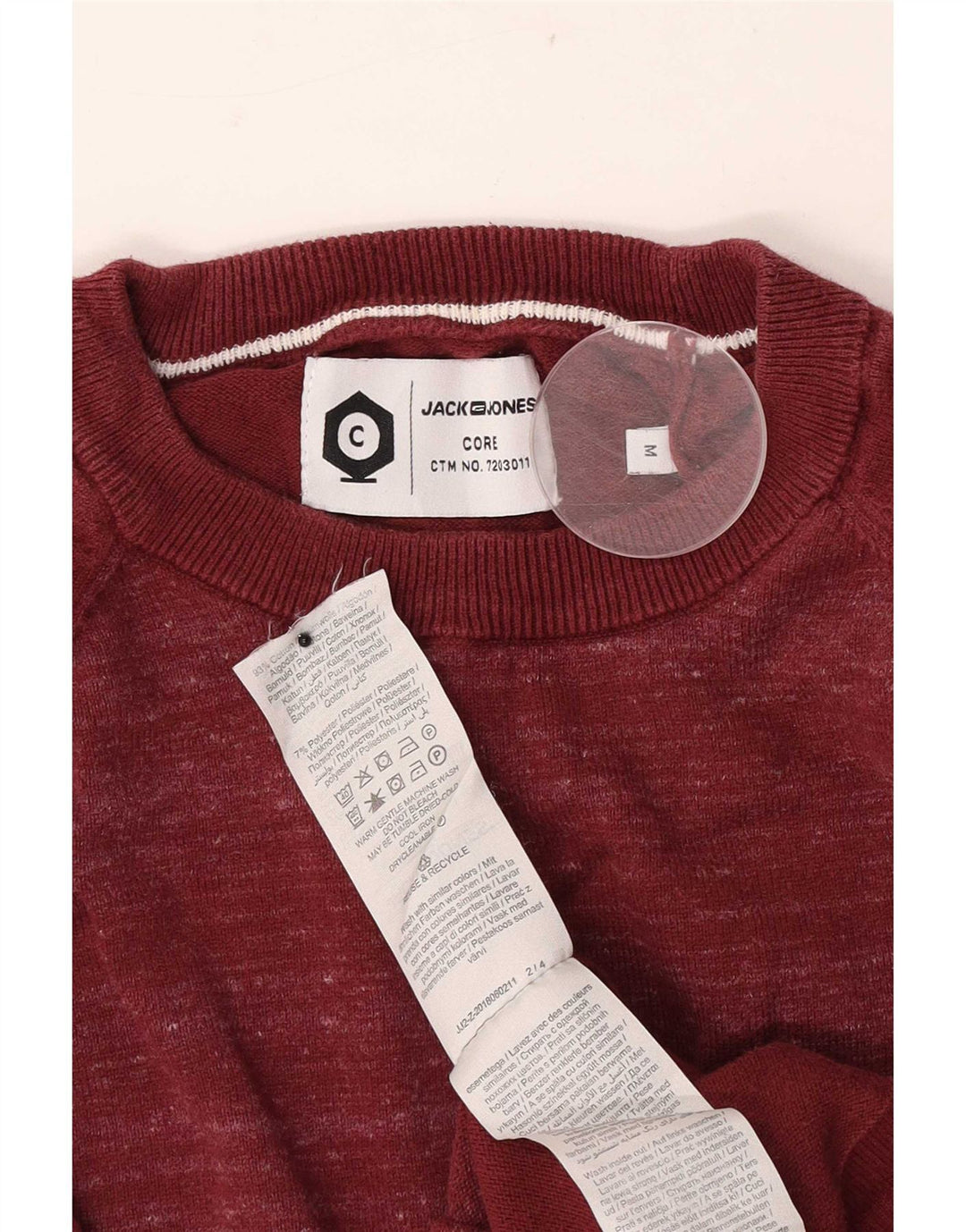 Jack & Jones Ανδρικό πουλόβερ με λαιμόκοψη, μεσαίο κόκκινο βαμβακερό
