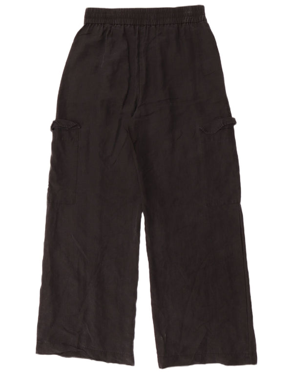 Marks & Spencer Womens Wide Leg Cargo Trousers UK 10 Small W30 L30 Black