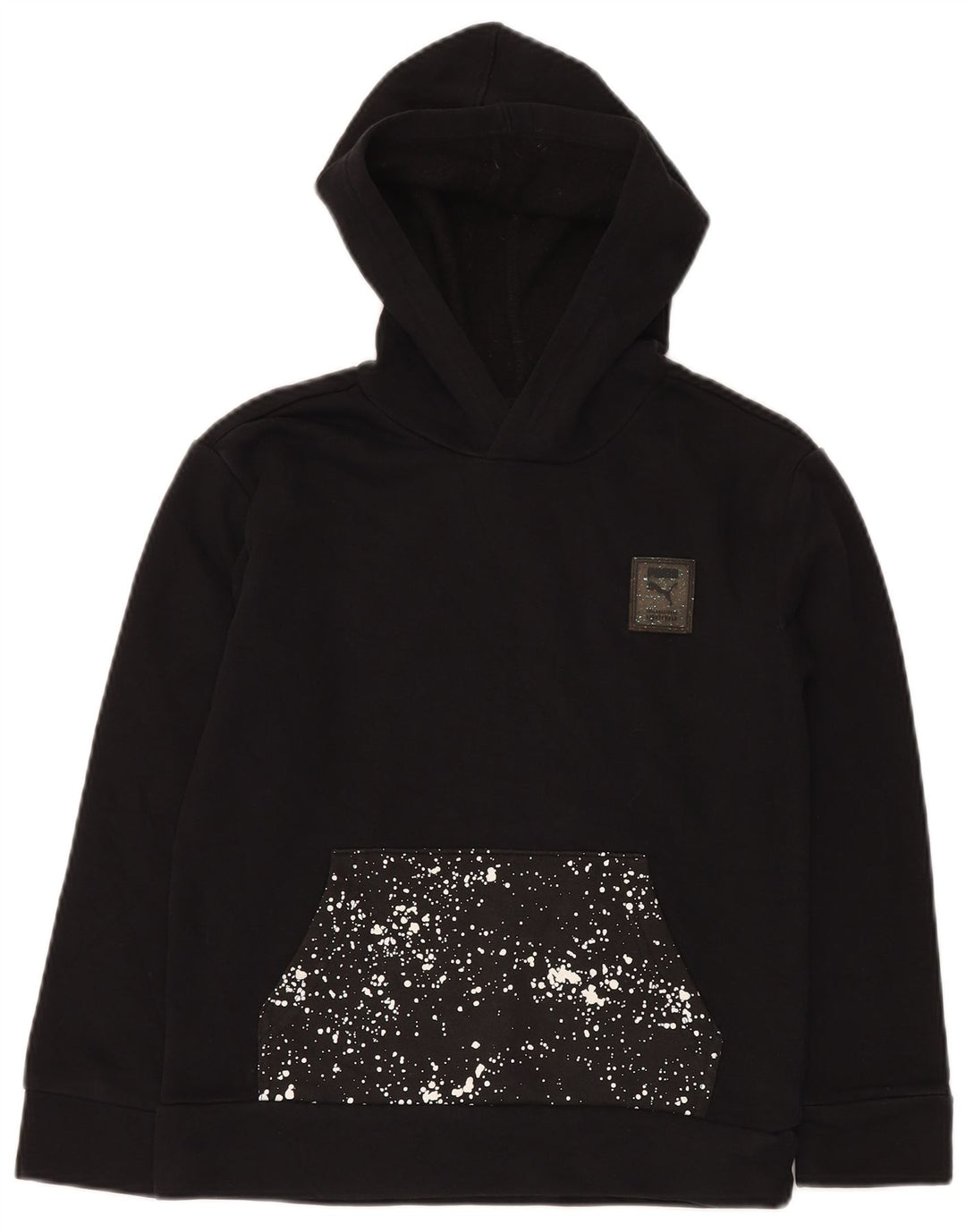 PUMA Boys Graphic Hoodie Jumper 10-11 ετών Medium Black Spotted