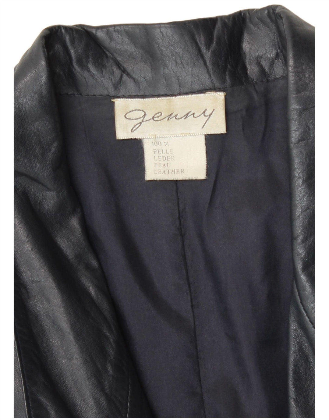 Genny Γυναικείο Δερμάτινο Μπουφάν UK 16 Large Navy Blue Leather