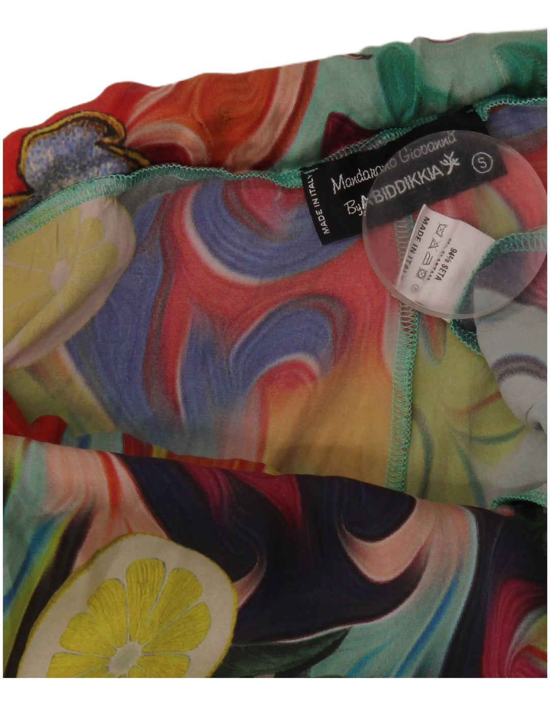 Vintage γυναικείο αφηρημένο μοτίβο flare παντελόνι μικρό W26 L29 πολύχρωμο