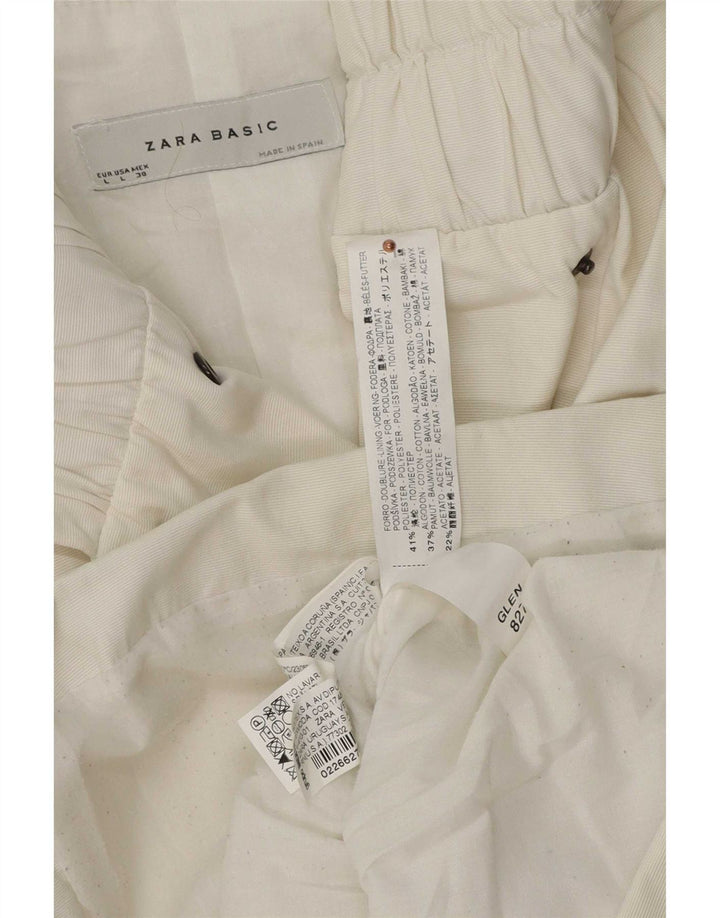 Zara Γυναικείο Utility Μπουφάν UK 16 Large White Cotton