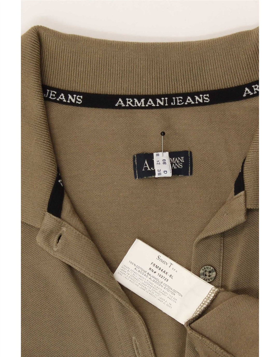 Armani γυναικείο μπλουζάκι πόλο UK 12 μεσαίο χακί βαμβάκι