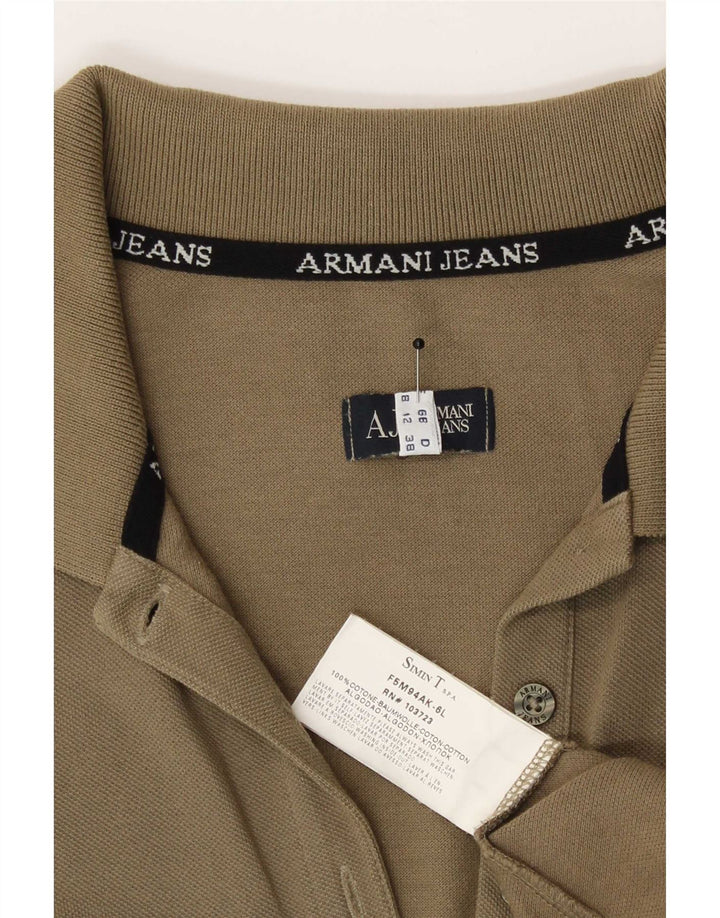Armani γυναικείο μπλουζάκι πόλο UK 12 μεσαίο χακί βαμβάκι