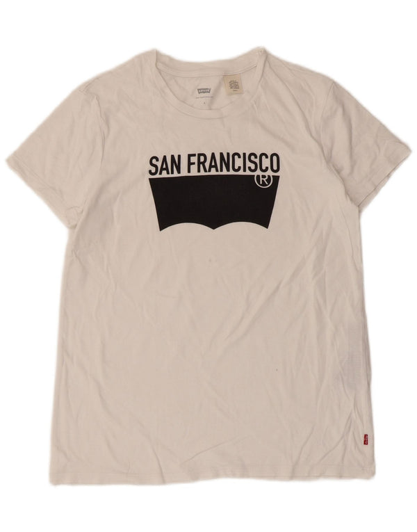 Γυναικείο γραφικό μπλουζάκι Levi's Top UK 10 Small λευκό βαμβακερό