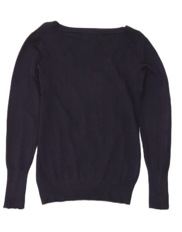 Γυναικείο πουλόβερ Guess με V λαιμόκοψη UK 12 Medium Navy Blue