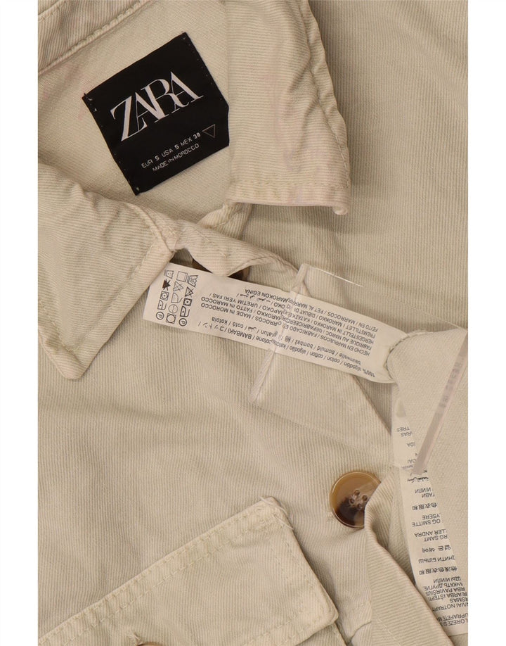 Zara Γυναικείο Τζιν Μπουφάν UK 10 Small Off White Βαμβακερό