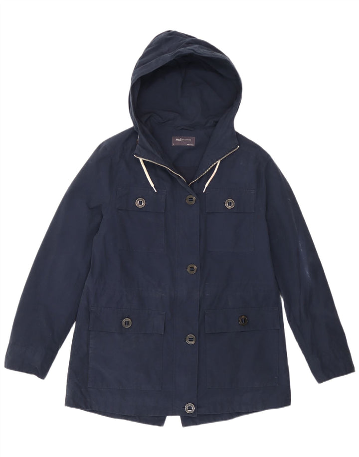 Marks & Spencer Γυναικείο Μπουφάν με Κουκούλα UK 12 Medium Navy Blue Cotton
