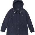 Marks & Spencer Γυναικείο Μπουφάν με Κουκούλα UK 12 Medium Navy Blue Cotton