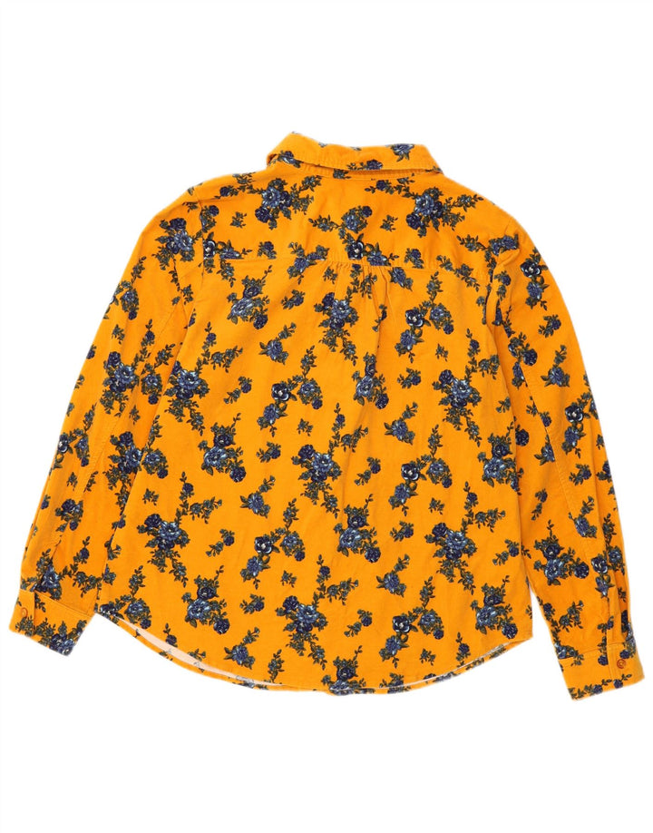 Denim & Co Γυναικείο κοτλέ πουκάμισο UK 16 μεγάλο κίτρινο φλοράλ βαμβακερό