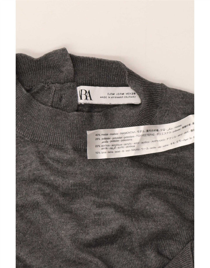Zara Γυναικείο πουλόβερ με λαιμό χελώνα UK 14 Medium Grey Modal